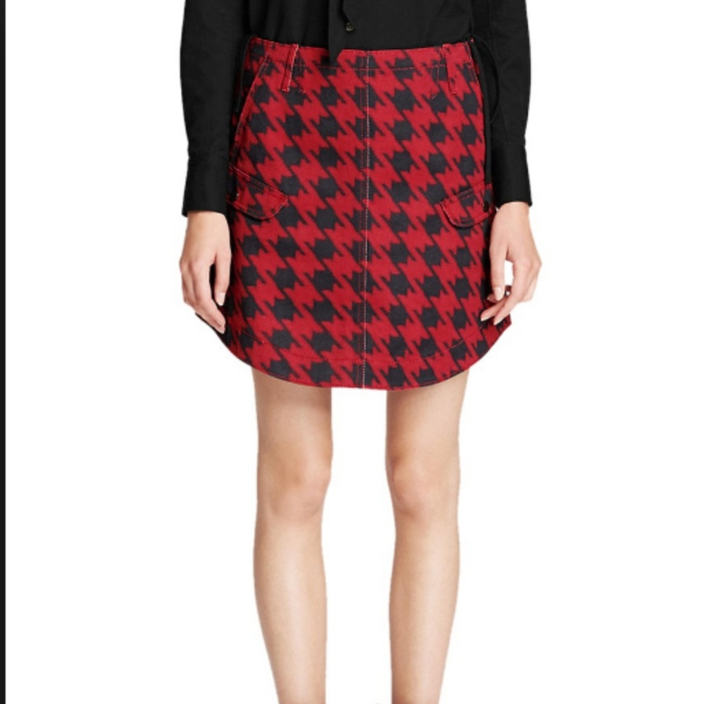 Coach Blitz Houndstooth Twill Round Hem Skirt 6